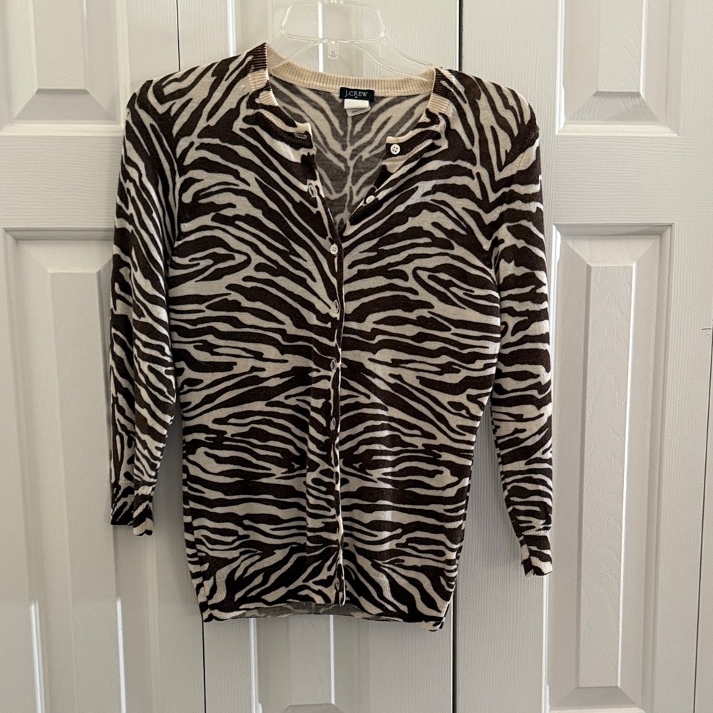 Zebra Print Cardigan Sweater